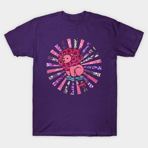 Pinky & Purple Groove Lion from Steven's Universe with sun rays T-Shirt by artbyomega